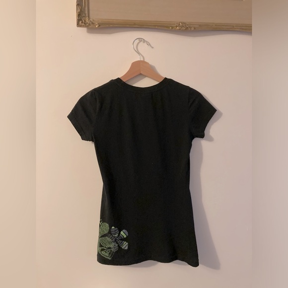 Roxy Paradise Vintage Black Tee Size X Small Y2K Roxy Skater Girl 100% Cotton - Picture 2 of 4